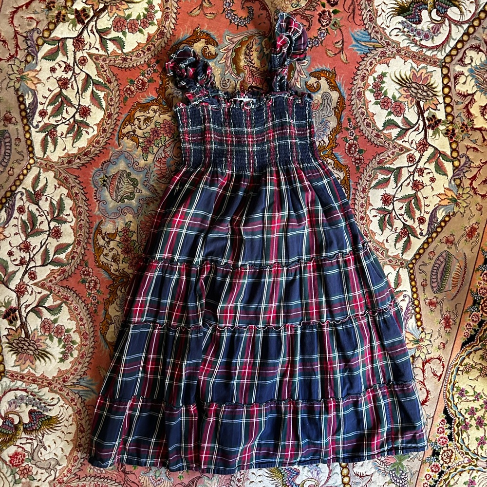 Hill House Plaid Midi Dress - Navy and red